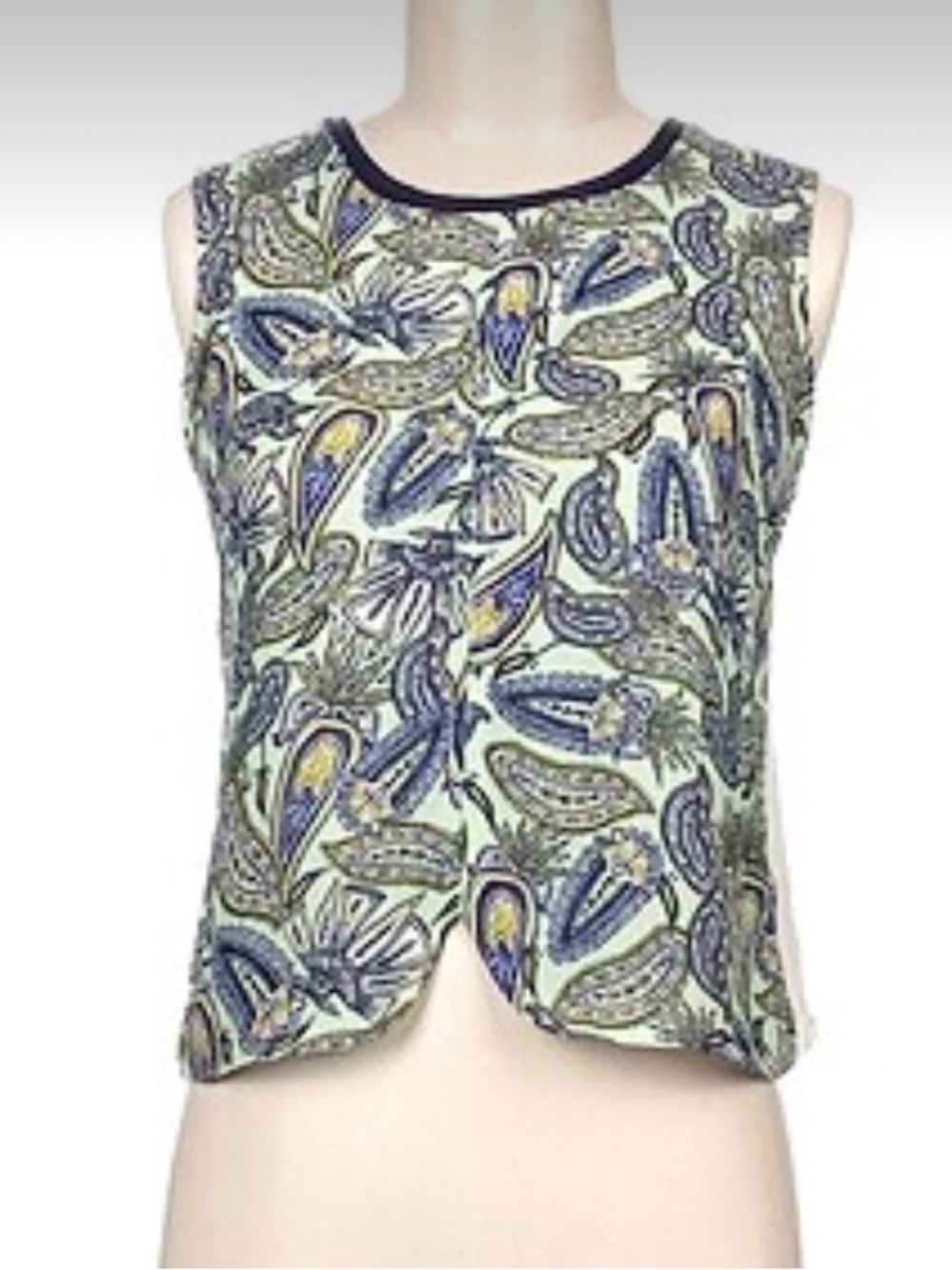 ZARA Paisley Sleeveless High Neck Crop Top Blouse Sz‎ S